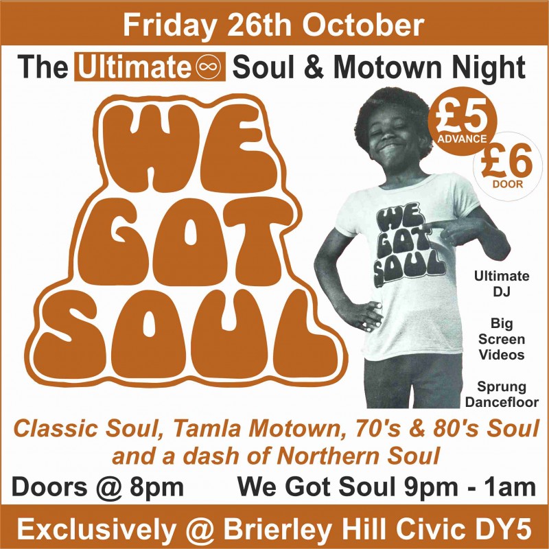 Ultimate Soul & Motown Night, Friday 26th October 2018