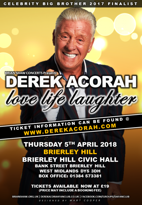 Derek Acorah – ‘Love, life, laughter’ Tour, April 5th 2018